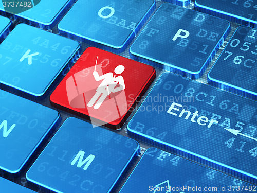 Image of Education concept: Teacher on computer keyboard background