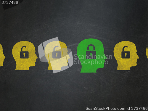 Image of Finance concept: head with padlock icon on School Board background