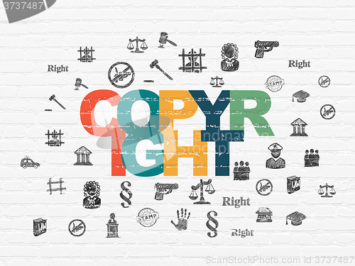 Image of Law concept: Copyright on wall background