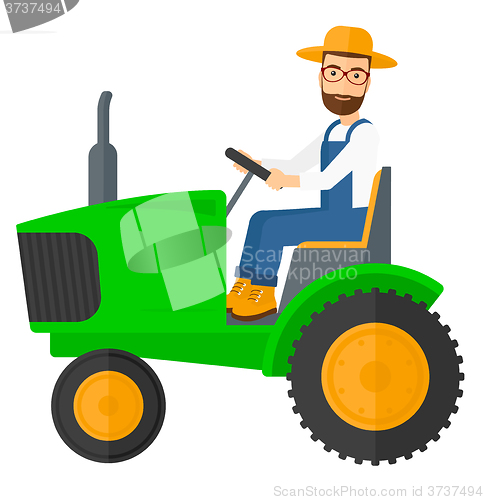 Image of Farmer driving tractor.