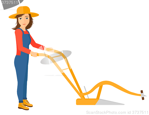 Image of Farmer with plough.