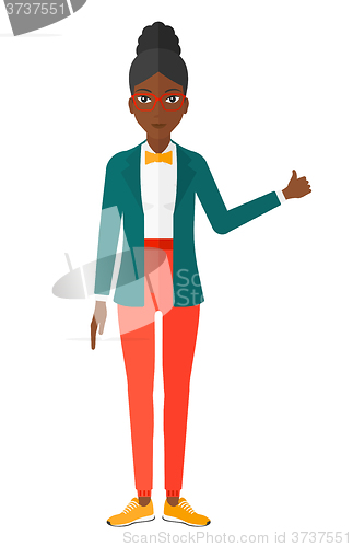 Image of Woman showing thumbs up.