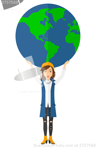 Image of Woman holding globe.