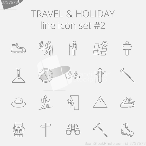 Image of Travel and holiday icon set.