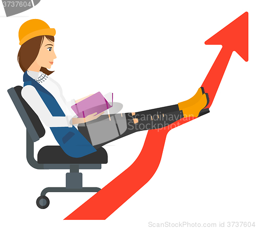 Image of Business woman reading book.