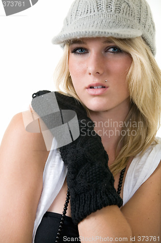 Image of Woman in knit hat