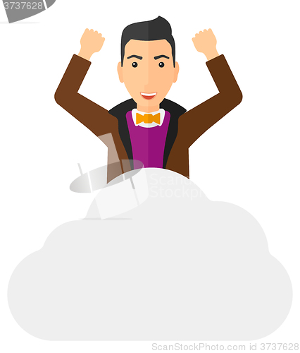 Image of Man sitting on cloud.