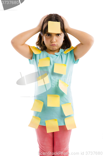 Image of Girl with yellow notes