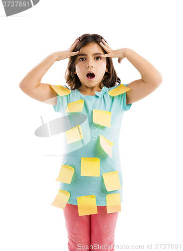 Image of Girl with yellow notes