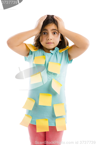 Image of Girl with yellow notes