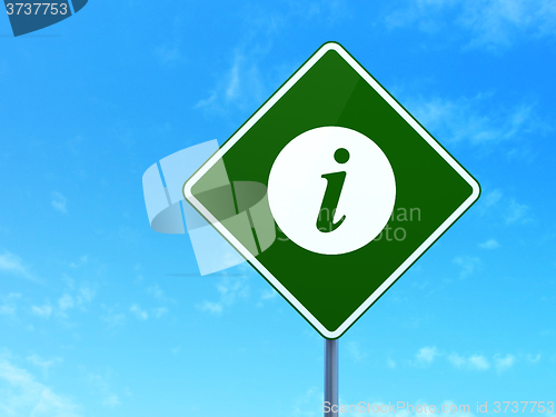 Image of Web development concept: Information on road sign background