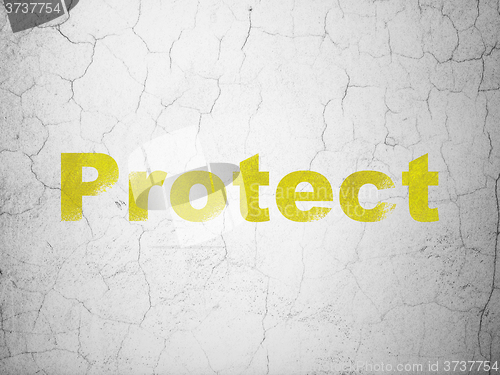 Image of Safety concept: Protect on wall background