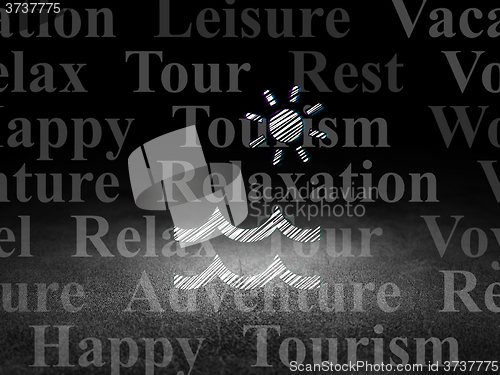 Image of Travel concept: Beach in grunge dark room