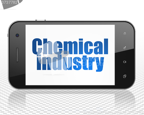 Image of Manufacuring concept: Smartphone with Chemical Industry on display