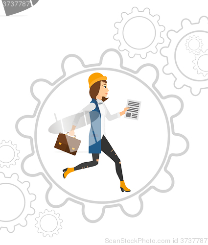 Image of Woman running inside the gear.