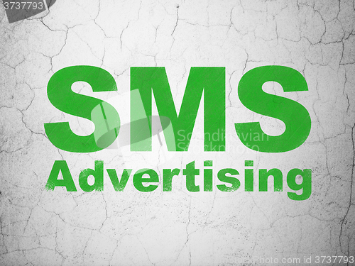 Image of Advertising concept: SMS Advertising on wall background