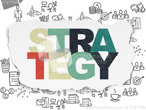 Image of Finance concept: Strategy on Torn Paper background