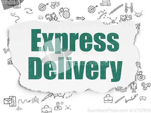 Image of Finance concept: Express Delivery on Torn Paper background