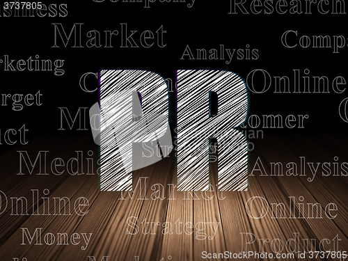 Image of Advertising concept: PR in grunge dark room