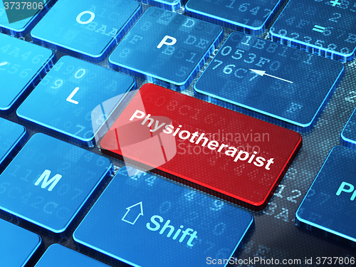 Image of Medicine concept: Physiotherapist on computer keyboard background