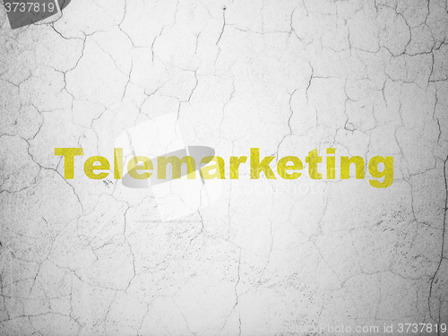 Image of Marketing concept: Telemarketing on wall background