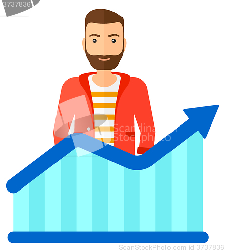 Image of Man with growing chart.