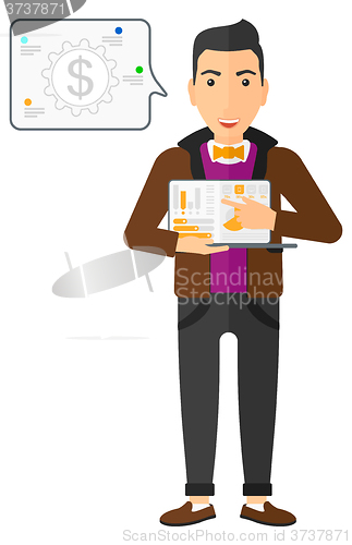 Image of Man presenting report.