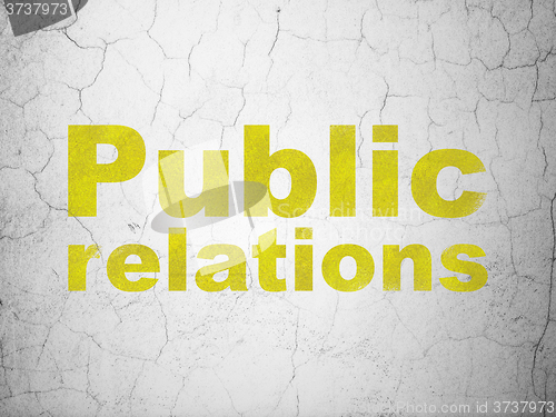Image of Advertising concept: Public Relations on wall background