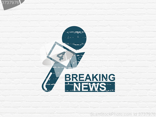 Image of News concept: Breaking News And Microphone on wall background