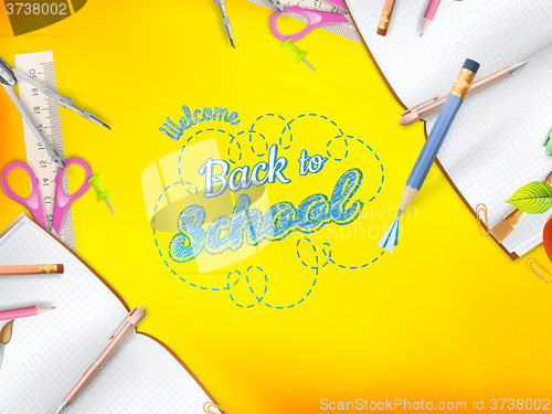 Image of Welcome back to school greeting card. EPS 10
