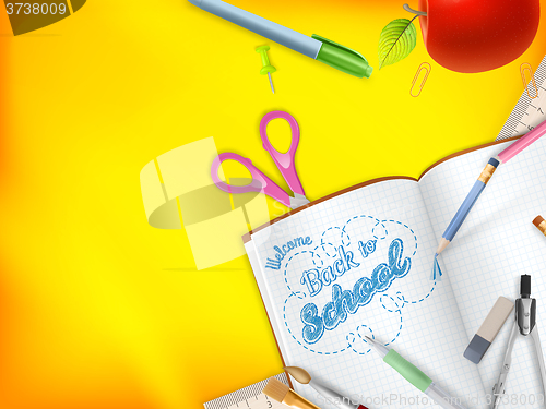 Image of Welcome back to school greeting card. EPS 10