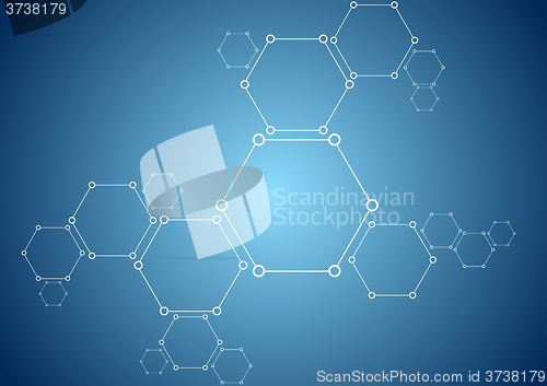 Image of Molecular structure abstract tech bright background