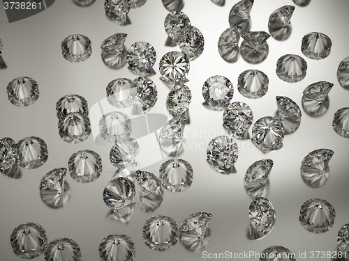 Image of Large Diamonds or gemstones on reflected surface