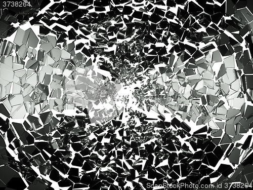 Image of Pieces of splitted or broken glass on white