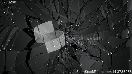 Image of glass splitted or cracked on black