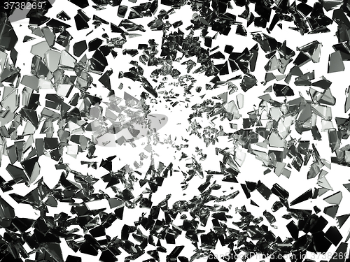Image of Pieces of splitted or shatteres glass on white