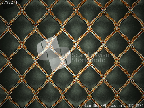Image of Black leather pattern with golden wire and gemstones