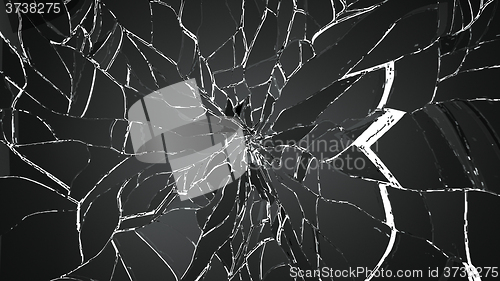 Image of Pieces of cracked glass isolated on white