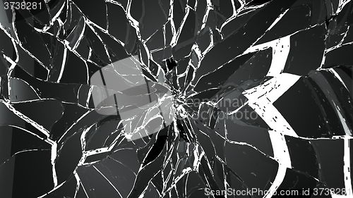 Image of Pieces of glass splitted or cracked on white