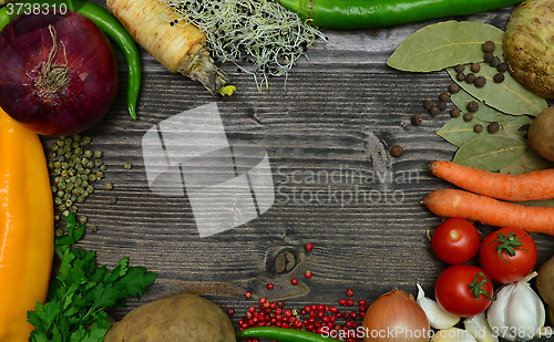 Image of vegetable on wood frame