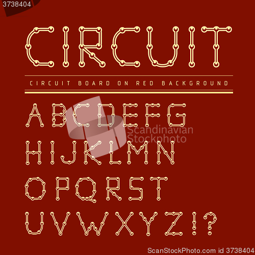 Image of Font stylized track electronic circuit board. 