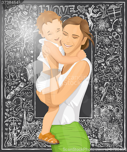Image of Vector Woman With Child