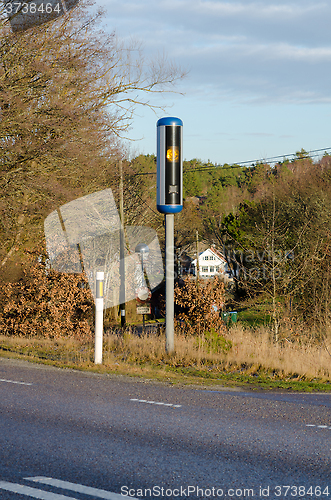 Image of one speed camera on a swedish road