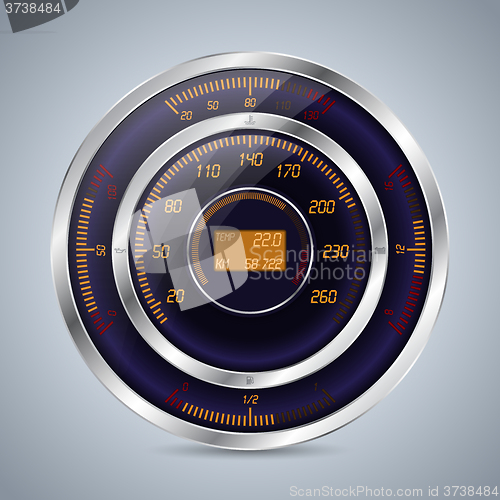 Image of Fully digital speedometer rev counter in orange purple 