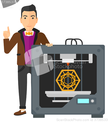 Image of Man with three D printer.