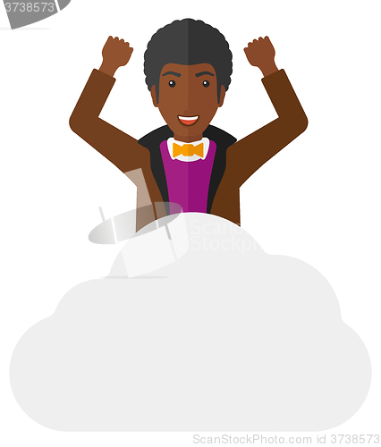 Image of Man sitting on cloud.