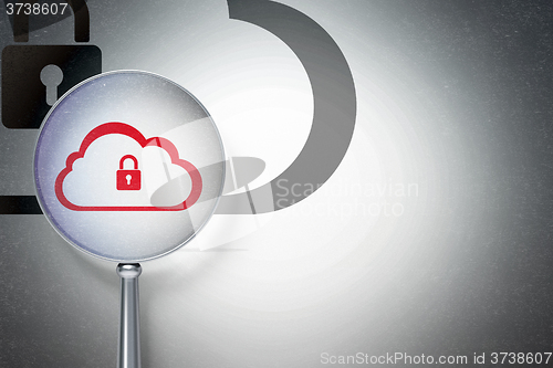 Image of Cloud networking concept:  Cloud With Padlock with optical glass on digital background