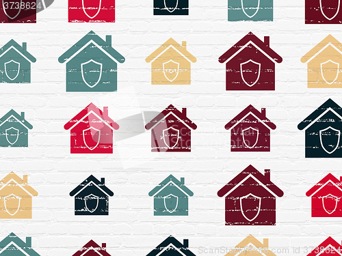Image of Business concept: Home icons on wall background
