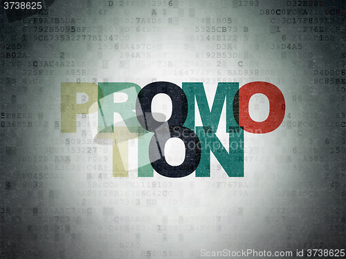 Image of Advertising concept: Promotion on Digital Paper background