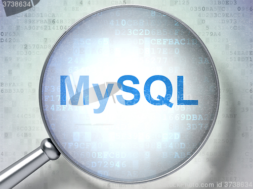 Image of Software concept: MySQL with optical glass